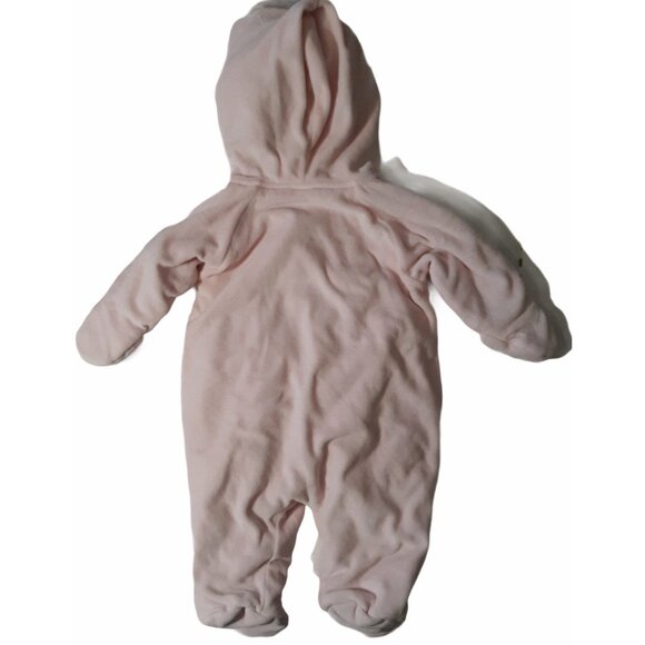 Disney Classic Pooh Baby Girl Hooded Pink Fleece Footed Onesie Embroidery 6M - Picture 2 of 7